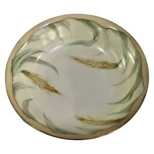 C T Altwasser Porcelain Signed Vegetable Bowl Germany Wheat Design Gold Rim